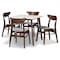 Baxton Studio Paras Mid-Century Transitional Light Grey Fabric and Walnut Brown Finished Wood 5-PC Dining Set 178-10810-11082-Zoro - alternate 1